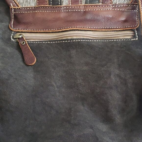 Myra Bag Backpack Unisex Woven,  Canvas and Hairon Leather Rustic Western - Picture 10 of 11